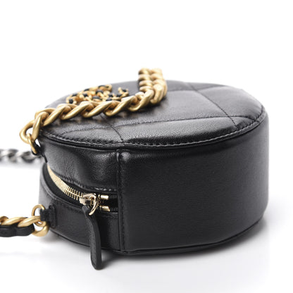 Chanel Shiny Goatskin Quilted 19 Round Clutch With Chain Black 4 of 11