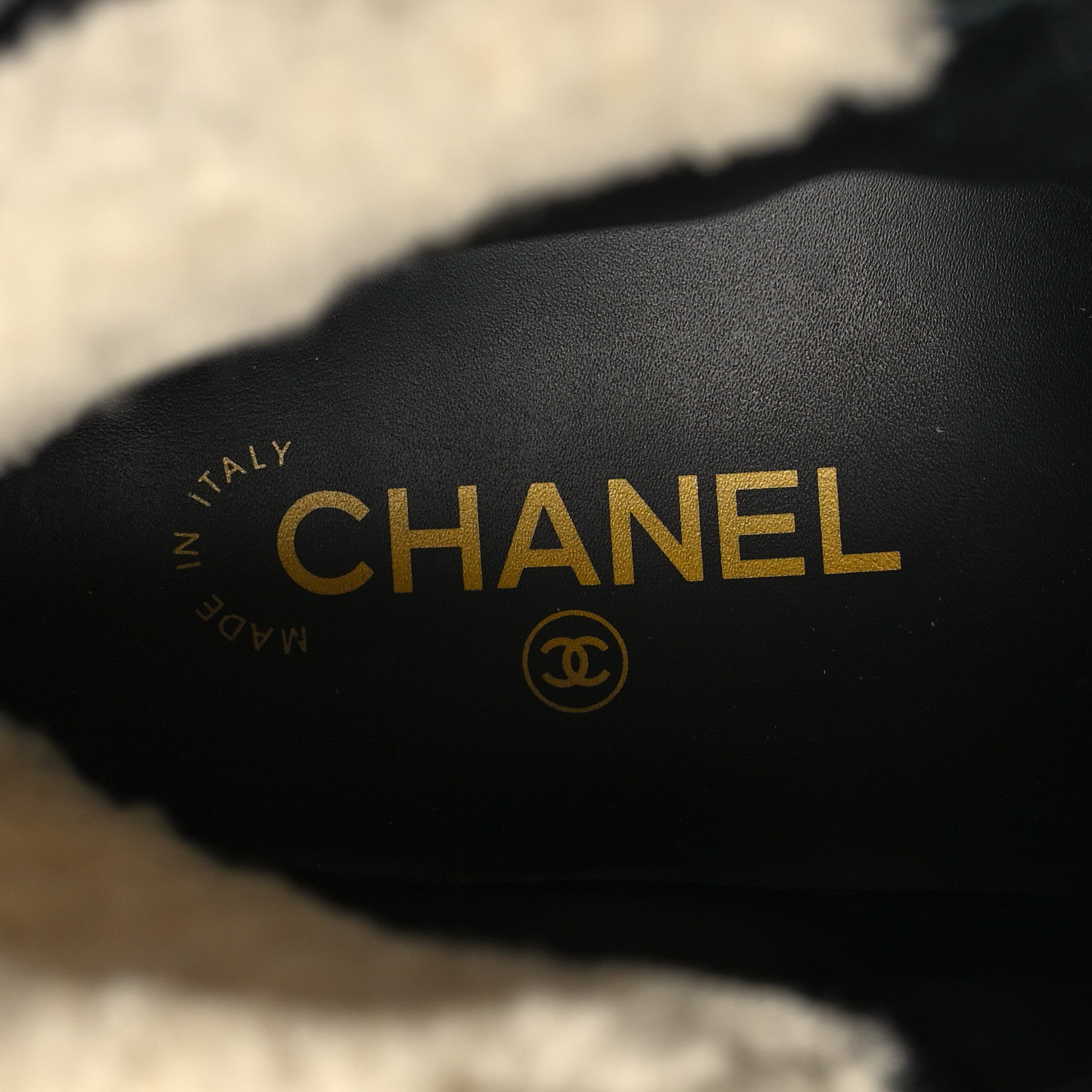 Chanel Lambskin Shearling Suede CC High Lace Up Boots 41.5 Black 8 of 8