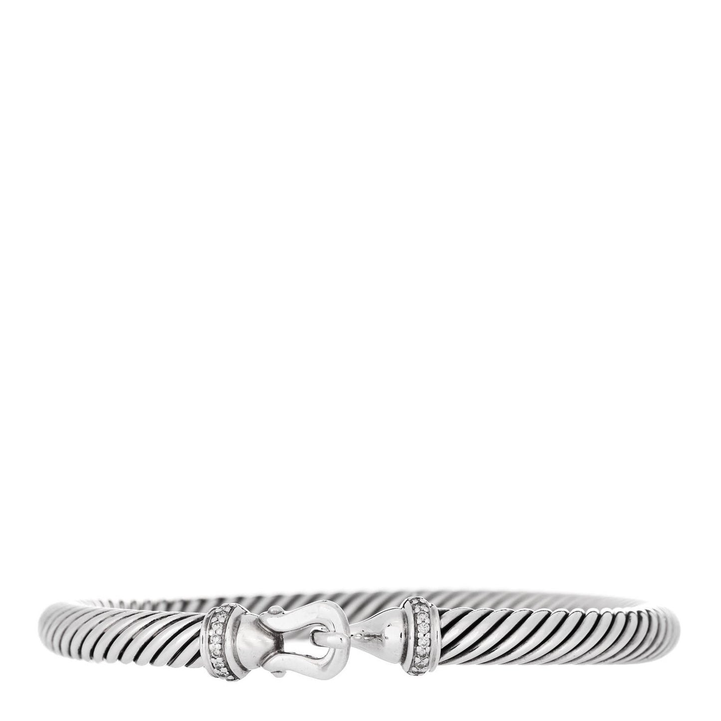 Sterling Silver Diamond 5mm Cable Buckle Bracelet
