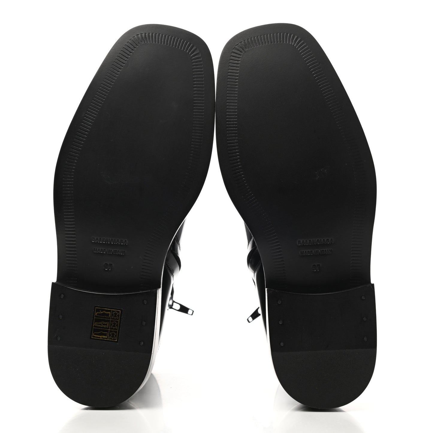 Polished Calfskin Rim Boots 37 Black