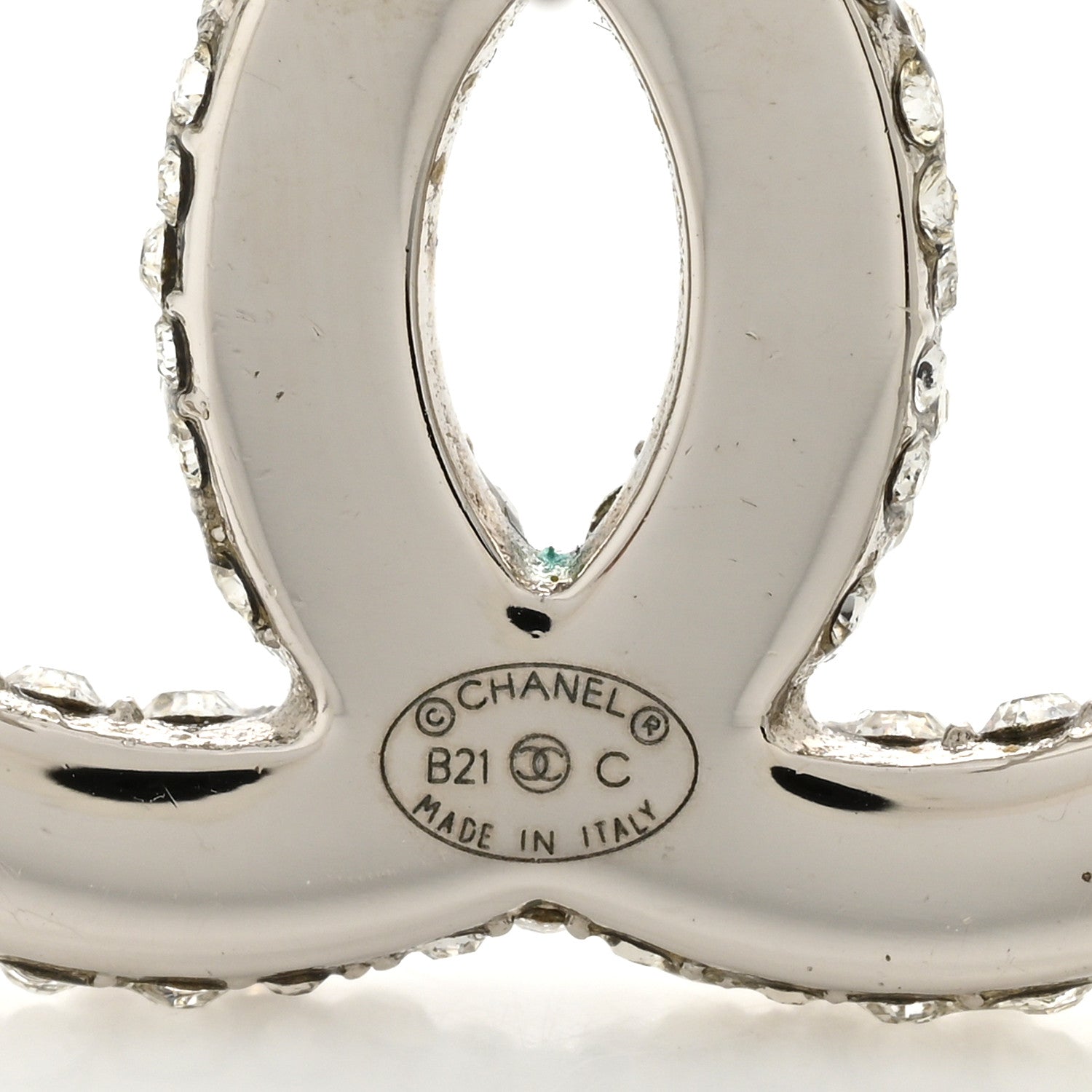 Chanel Crystal CC Treasure Chest Earrings Silver 4 of 5