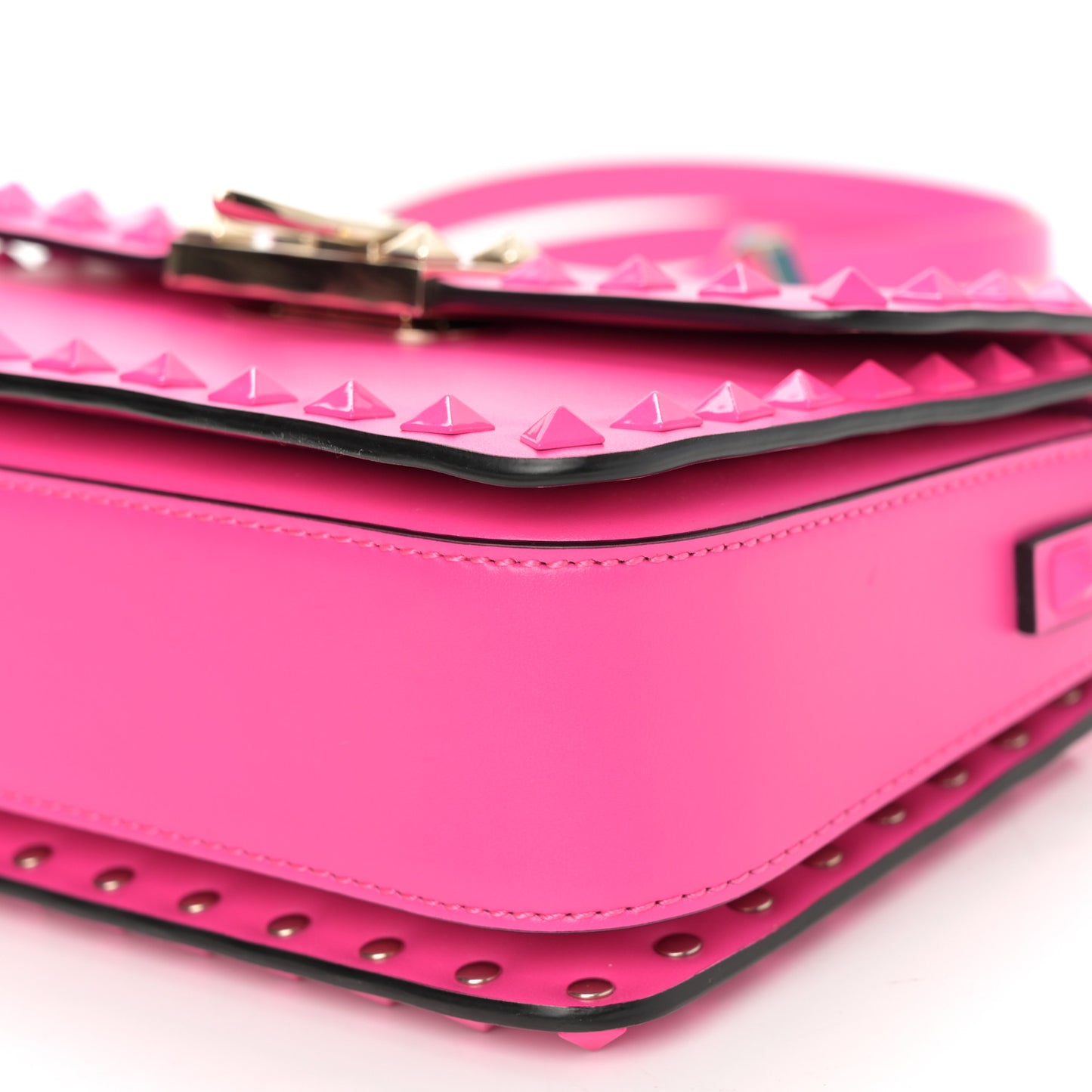 Smooth Calfskin Enamel Tonal Small Rockstud23 Shoulder Bag Pink PP
