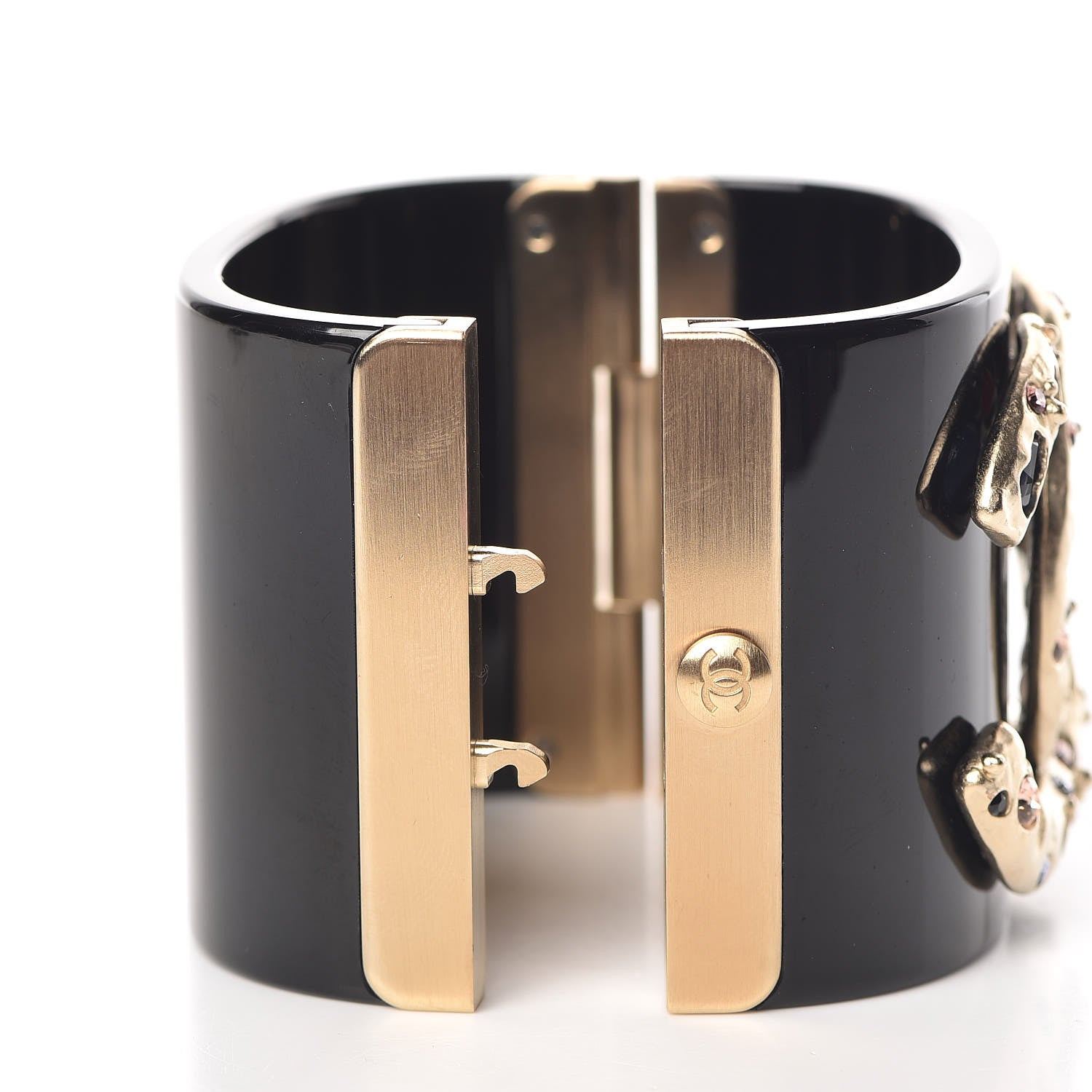 Chanel Resin Crystal CC Cuff Black 4 of 6
