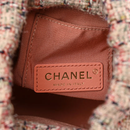 Chanel Calfskin Tweed Small CC Chain Bucket Drawstring Bag Light Pink 6 of 10