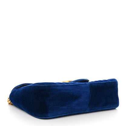 Gucci Velvet Matelasse Small GG Marmont Shoulder Bag Cobalt Blue 4 of 11
