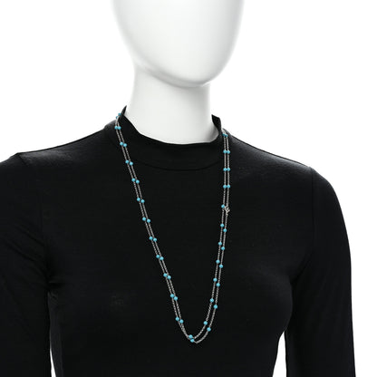 David Yurman Sterling SIlver Turquoise Long Bead Station Necklace 2 of 4