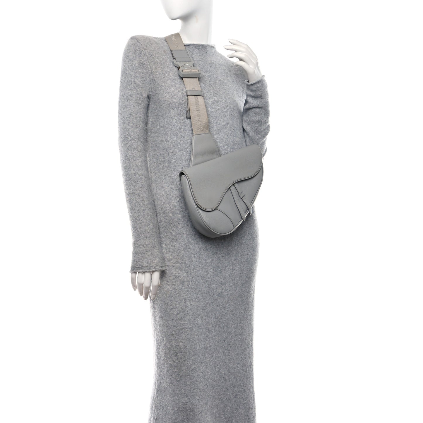 Grained Calfskin Kim Jones Saddle Bag Light Grey