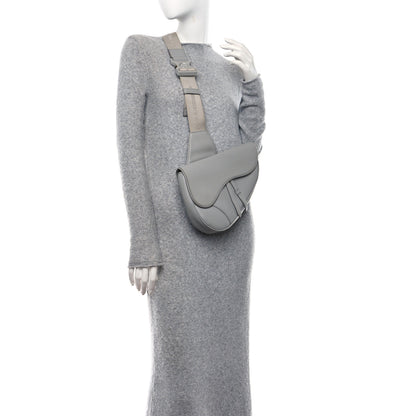 Christian Dior Grained Calfskin Kim Jones Saddle Bag Light Grey 2 of 8