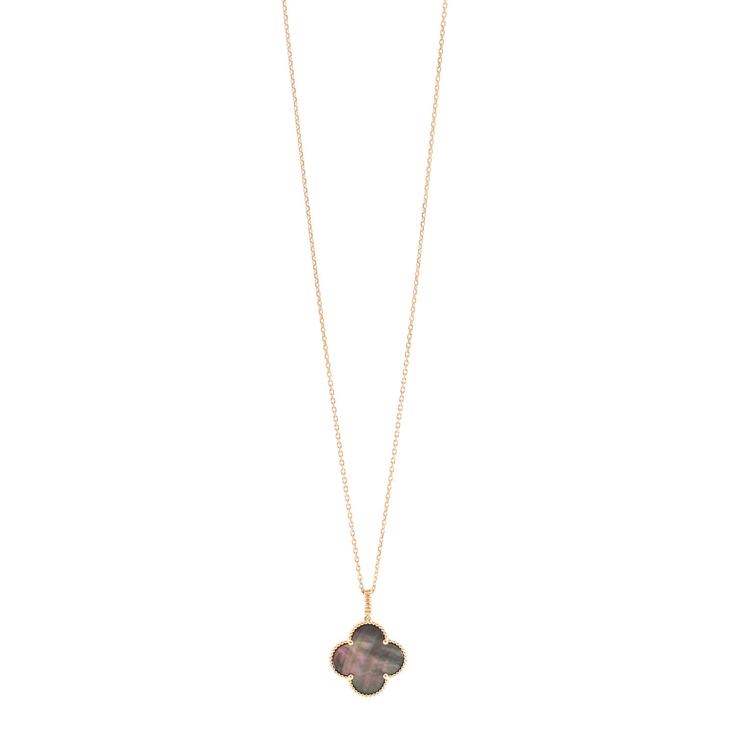 Van Cleef & Arpels 18K Rose Gold Gray Mother of Pearl Magic Alhambra Long Necklace 1 of 6