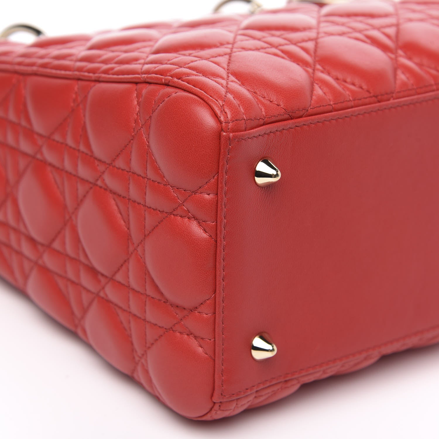 Christian Dior Lambskin Cannage Medium Lady Dior Red 8 of 10