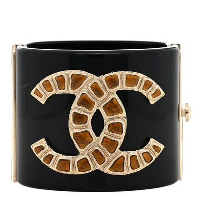 Chanel Resin Along The Nile CC Cuff Black Gold 1 of 3