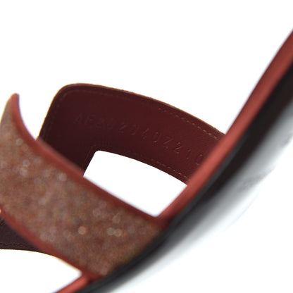 Hermes Suede Goatskin Crystal Powder Oasis Sandals 39 Rouge Tomette 8 of 14