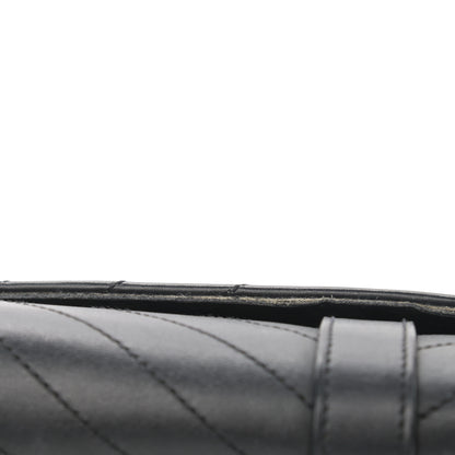 Saint Laurent Calfskin Matelasse Chevron Medium Monogram Satchel Black 13 of 16