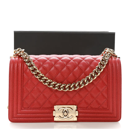 Chanel Caviar Quilted Medium Boy Flap Red 11 of 11