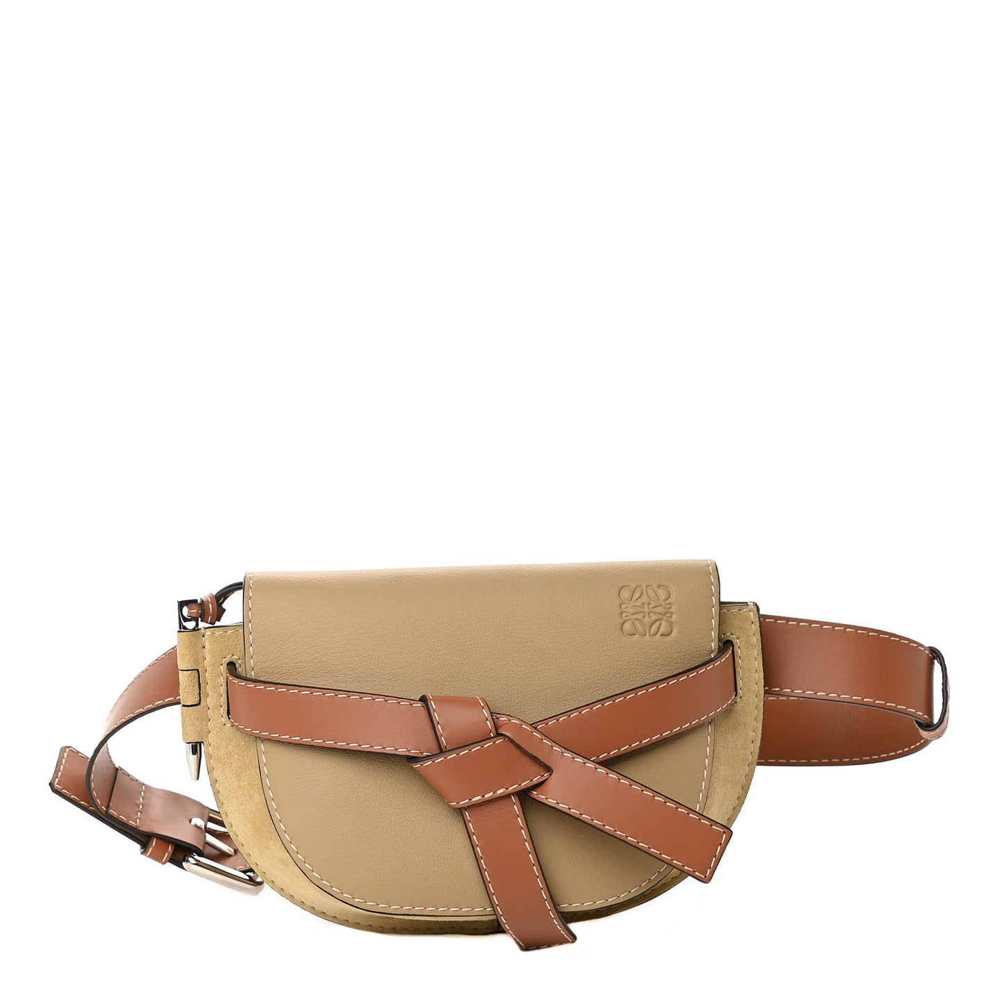 Calfskin Suede Mini Gate Belt Bag Gold Tan