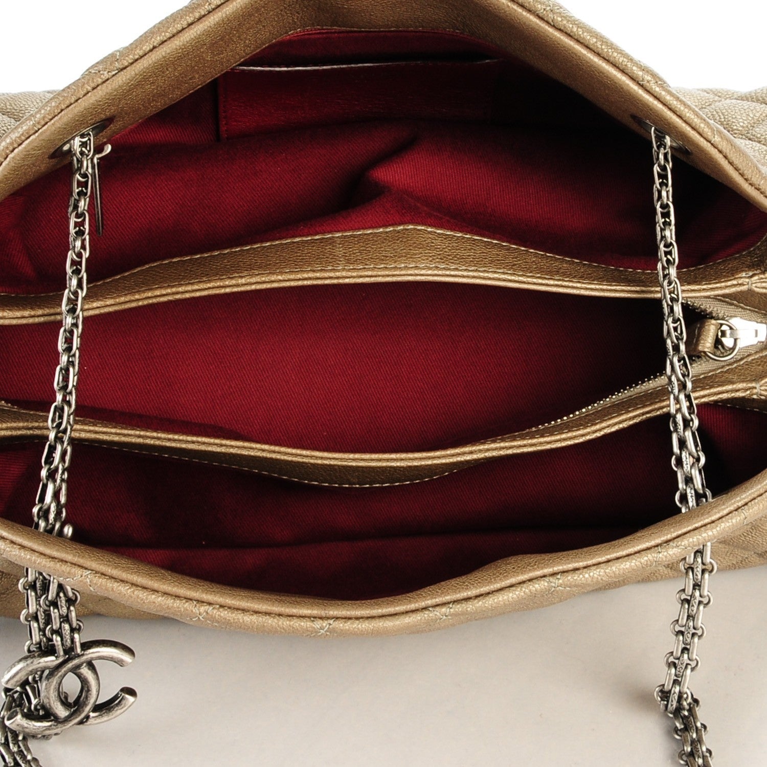 Chanel Metallic Calfskin Quilted Medium Just Mademoiselle Beige 5 of 7