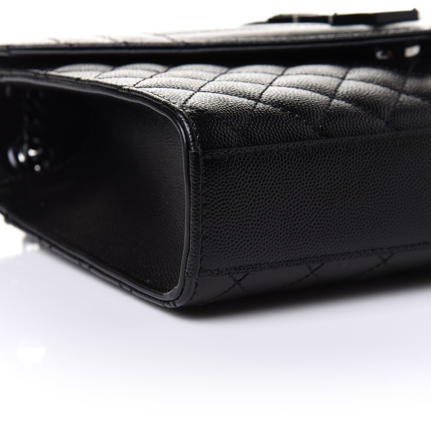 Saint Laurent Grain De Poudre Textured Mixed Matelasse Triquilt Medium Monogram Satchel Black 9 of 10
