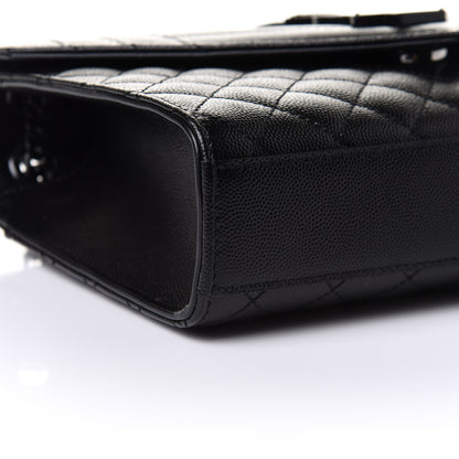 Saint Laurent Grain De Poudre Textured Mixed Matelasse Triquilt Medium Monogram Satchel Black 9 of 10