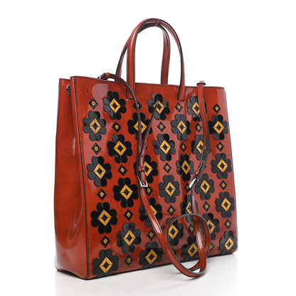 Prada Spazzolato Flower Tote Arancio Black 2 of 8