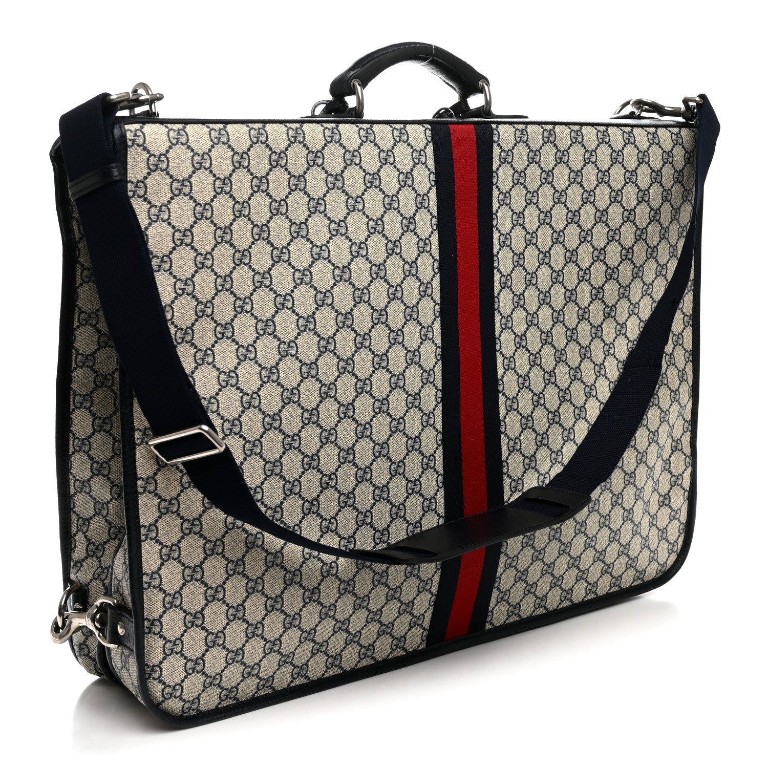 Gucci GG Supreme Monogram Web Savoy Garment Bag Beige Blue 2 of 10