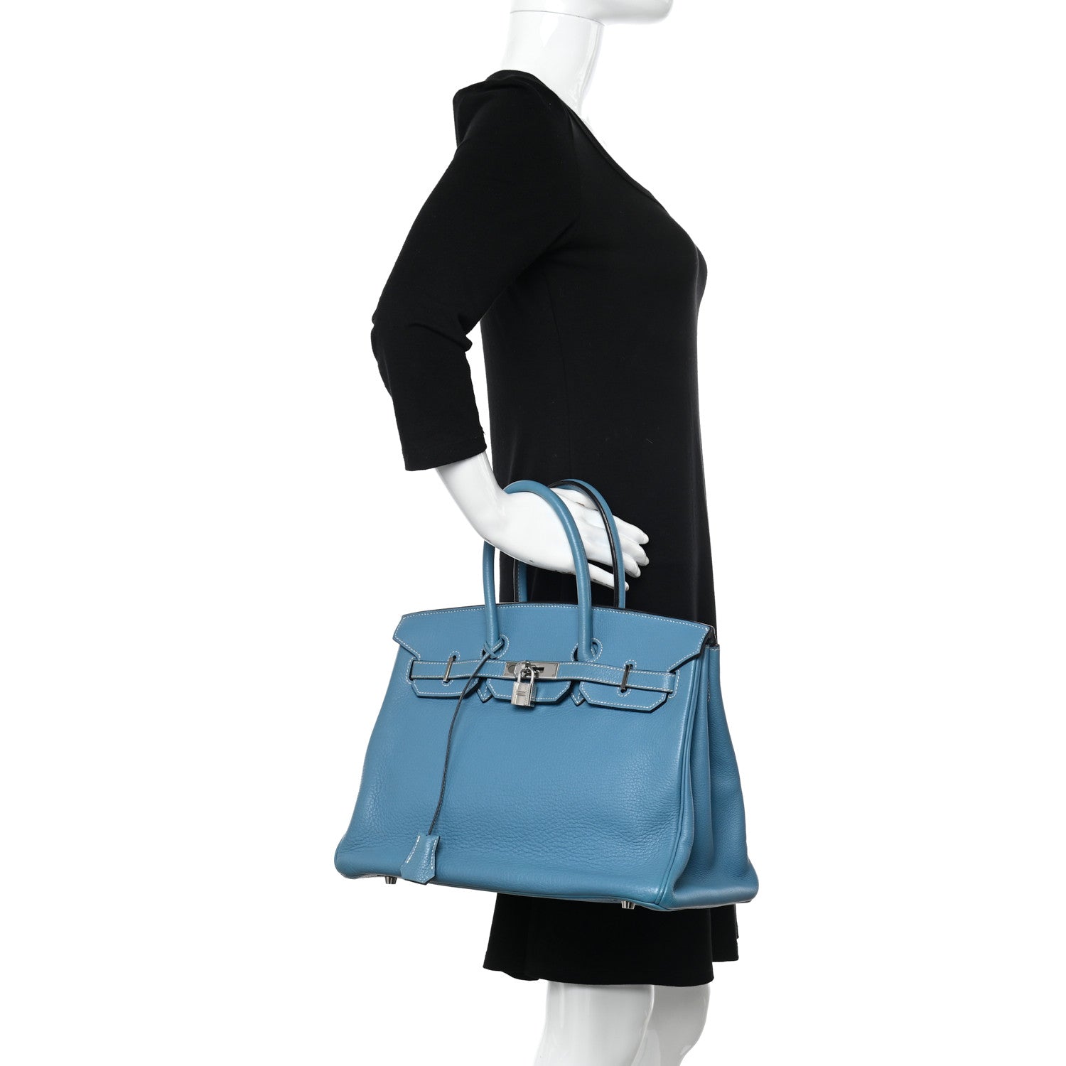 Hermes Taurillon Clemence Birkin 35 Blue Jean 2 of 14