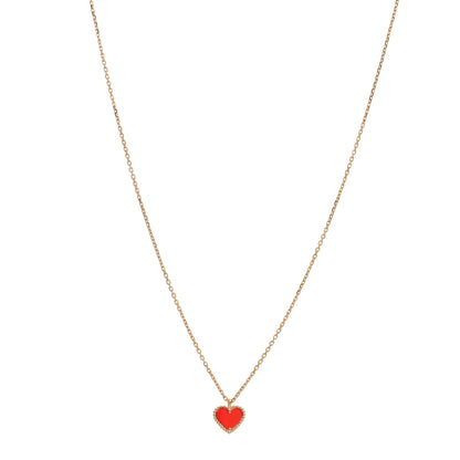 Van Cleef & Arpels 18K Rose Gold Carnelian Sweet Alhambra Heart Pendant Necklace 1 of 5