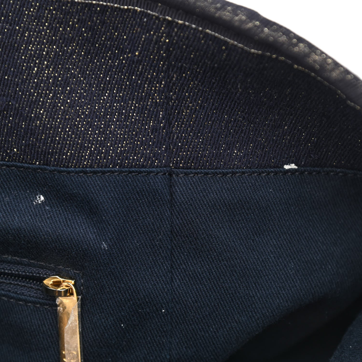 Chanel Lurex Canvas Medium Deauville Tote Navy Blue Gold 8 of 14