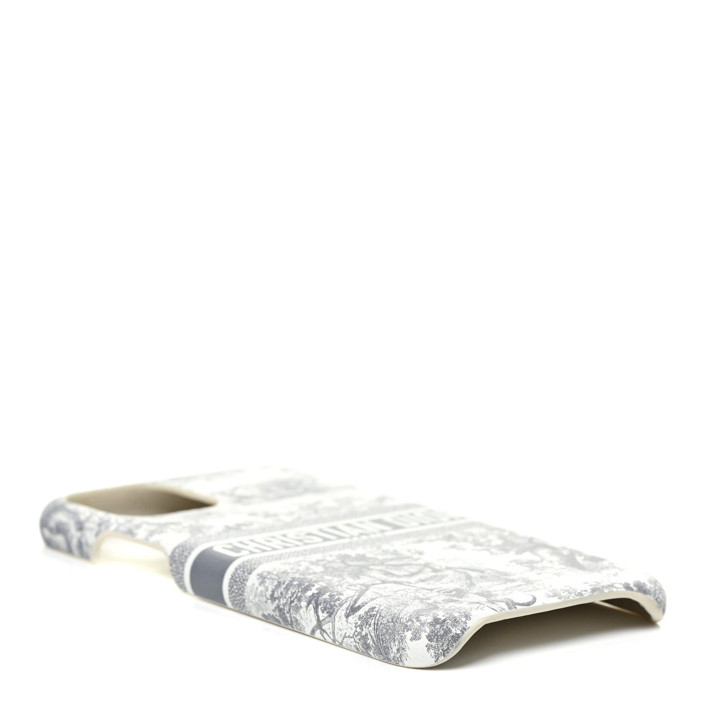 Calfskin Toile De Jouy iPhone 12 Pro Case Grey