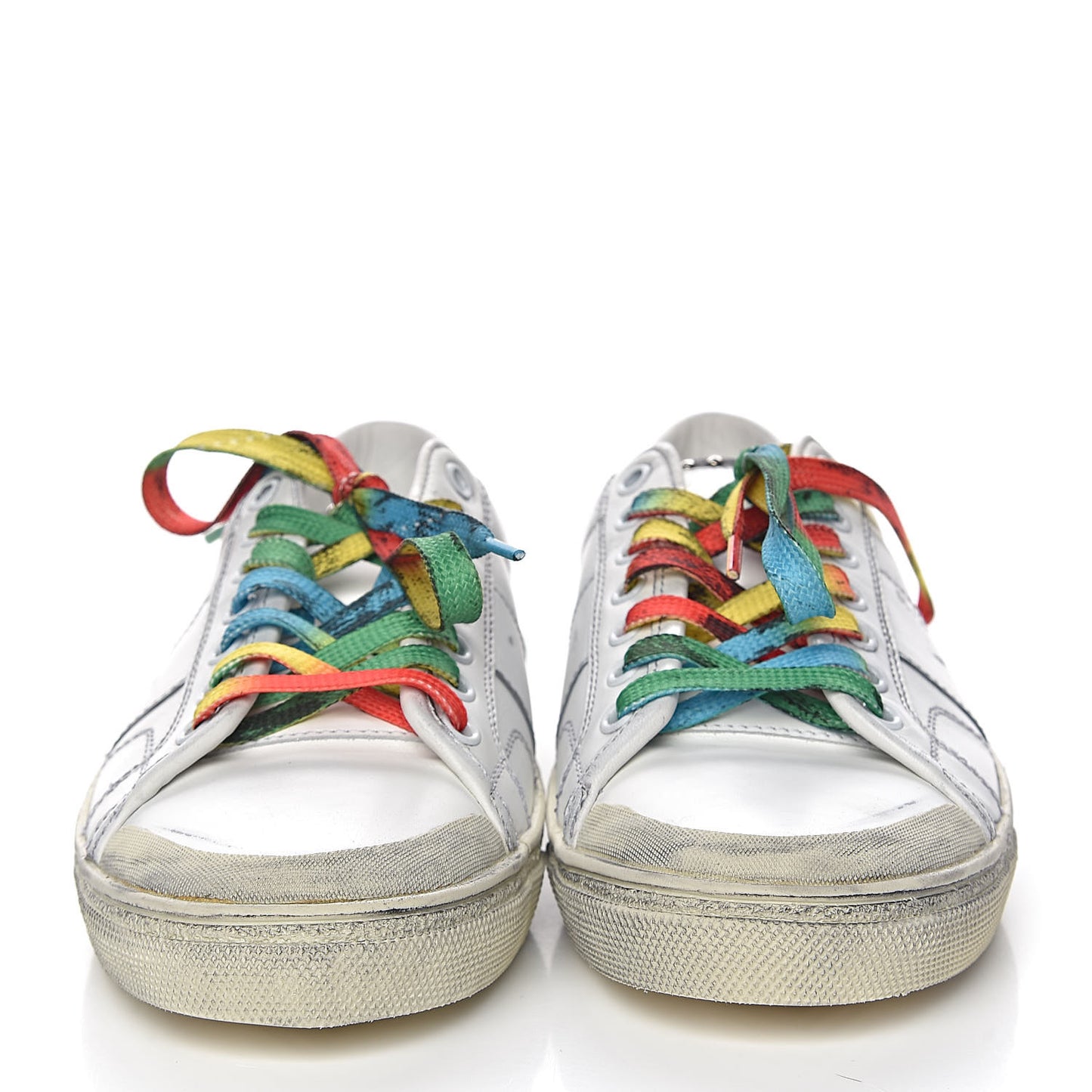 Calfskin Distressed Court Classic Surf Low Top Sneakers 39 White