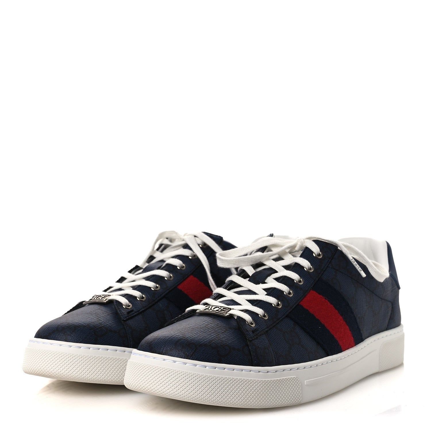 Gucci GG Supreme Monogram Web Mens New Ace Sneakers 9.5 Dark Blue 4 of 11