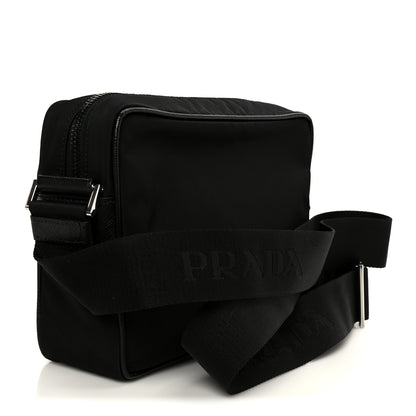 Prada Tessuto Saffiano Pocket Double Zip Shoulder Bag Black 3 of 9