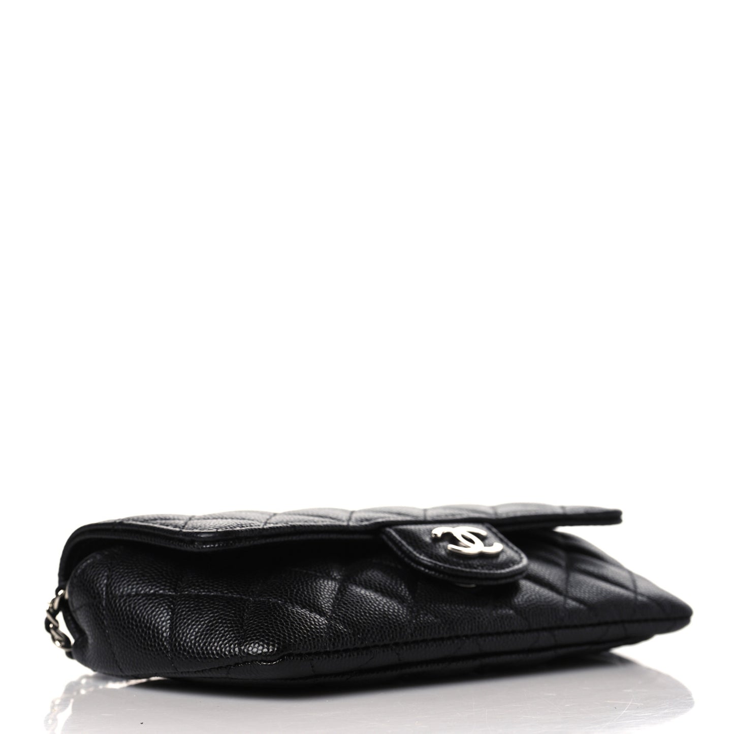 Caviar Quilted Glasses Case With Chain Black