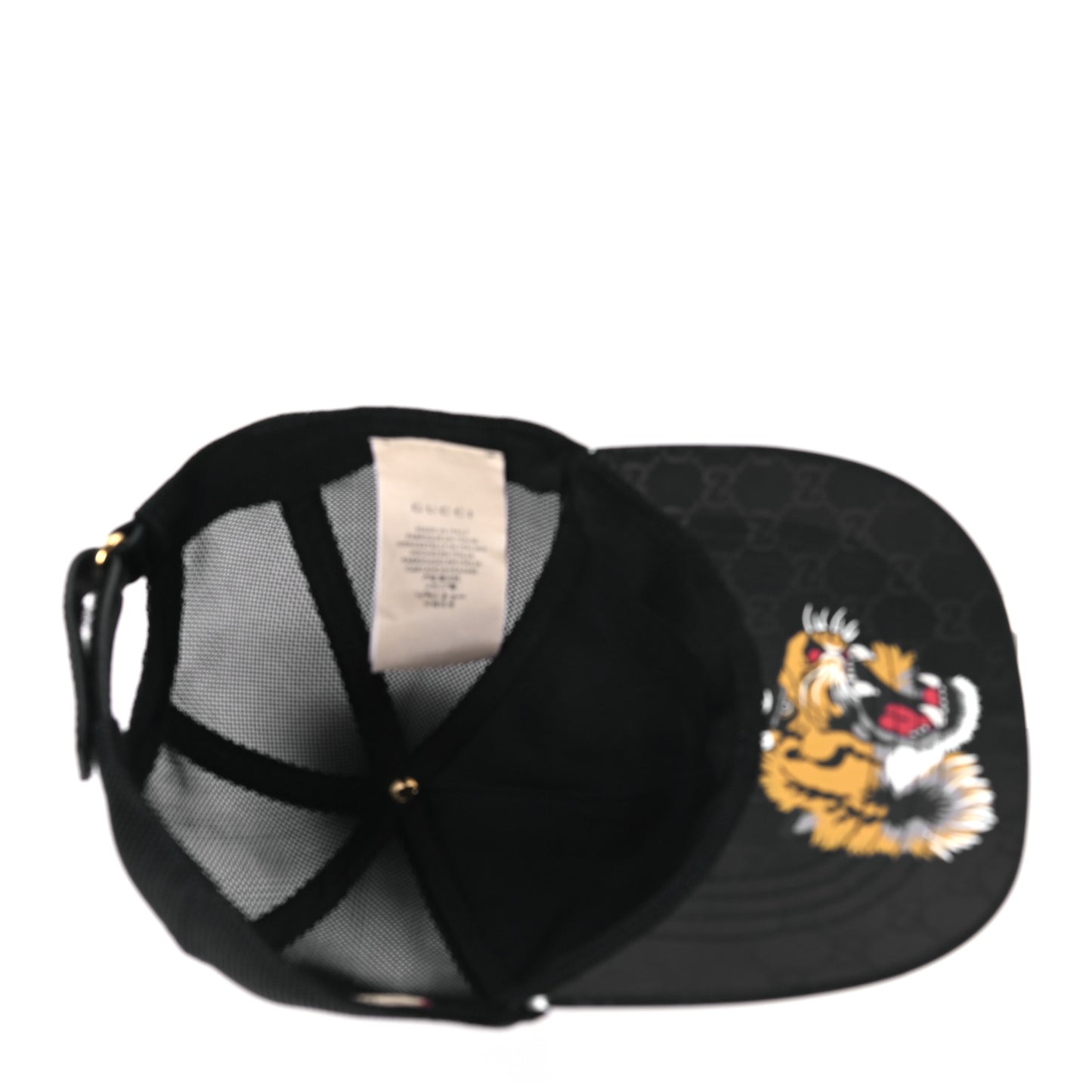 GG Supreme Monogram Tiger Print Baseball Hat L Black