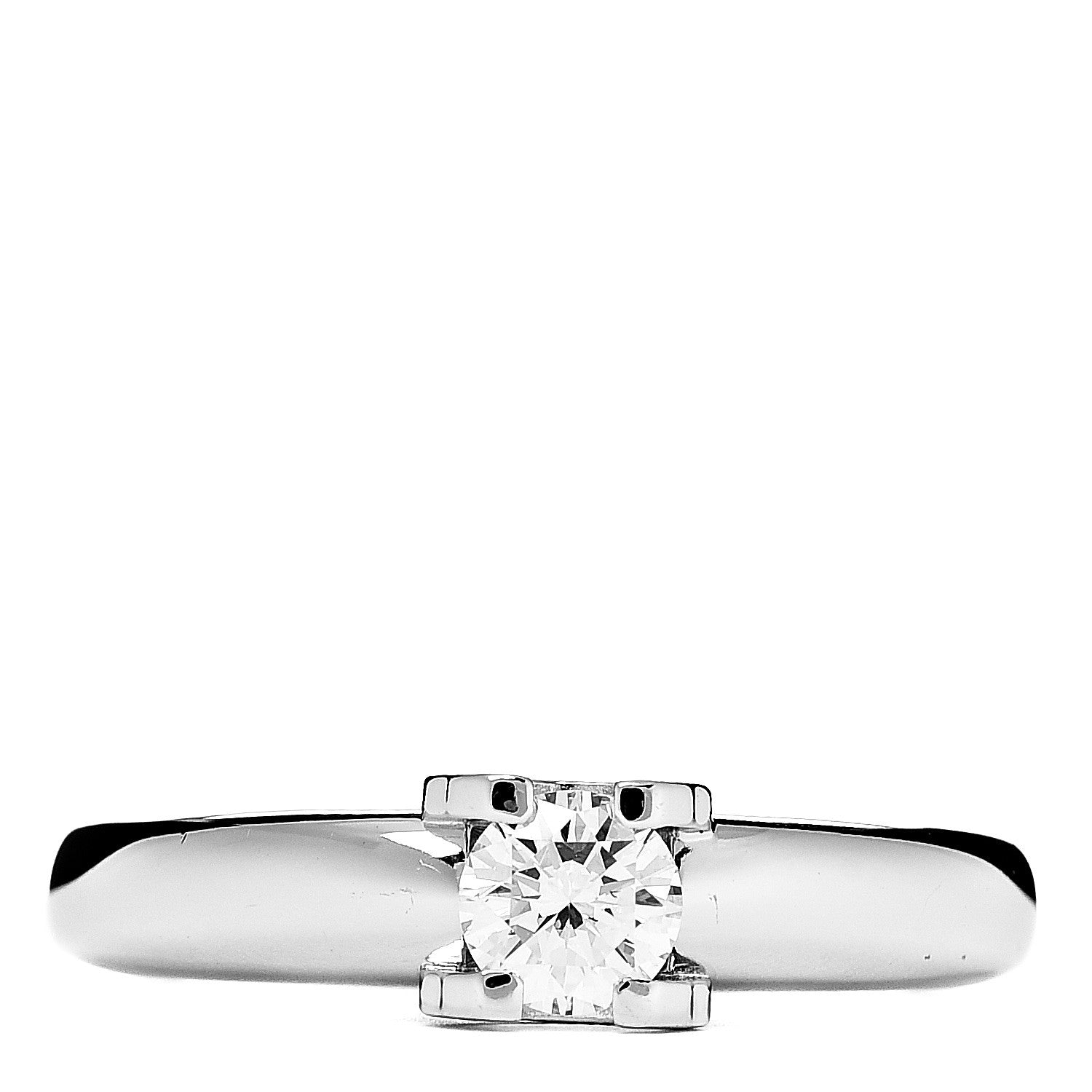 Cartier 18K White Gold Diamond .40ct C De Solitaire Ring 48 4.5 1 of 4
