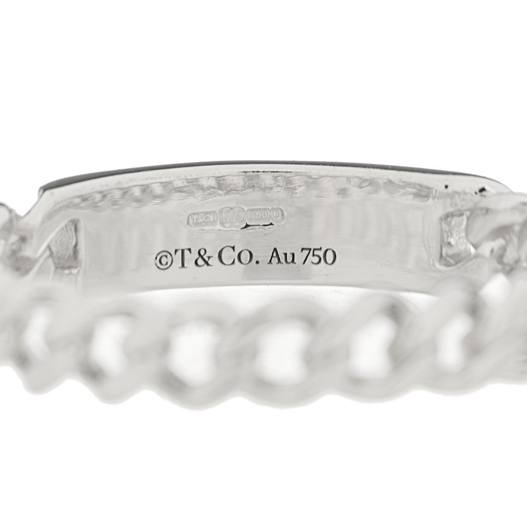 18K White Gold Diamond Micro Link Ring 54 7