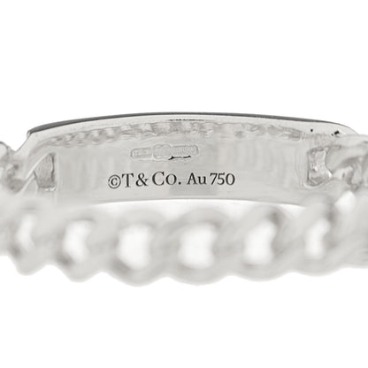 Tiffany 18K White Gold Diamond Micro Link Ring 54 7 4 of 5