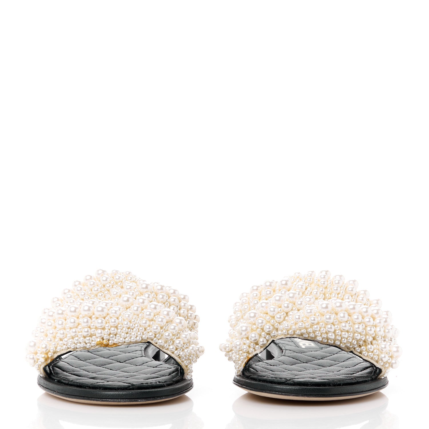 Chanel Fantasy Calfskin Pearl Cord CC Mules 38 Ivory Black 2 of 11