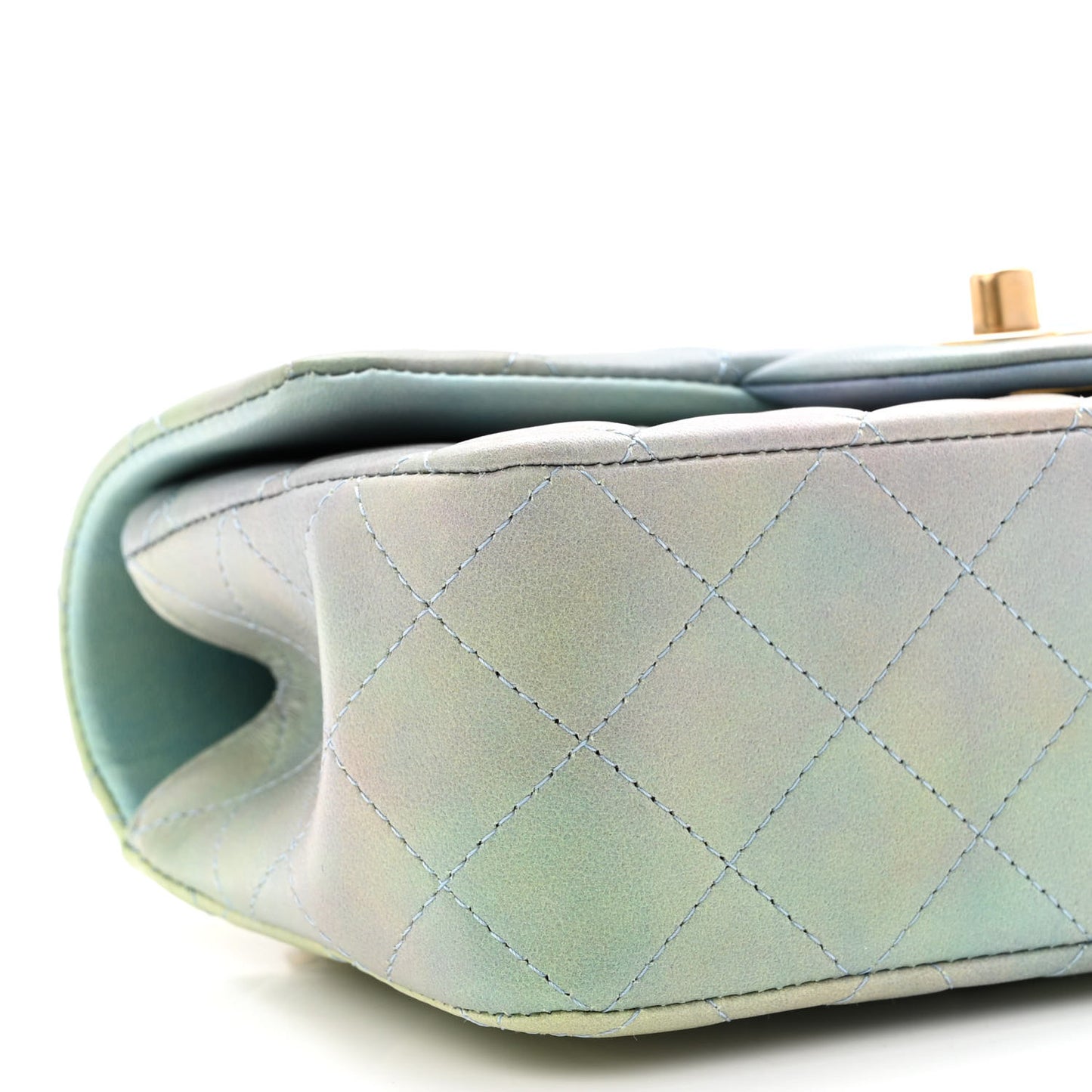 Lambskin Quilted Ombre Mini Top Handle Rectangular Flap Blue Green
