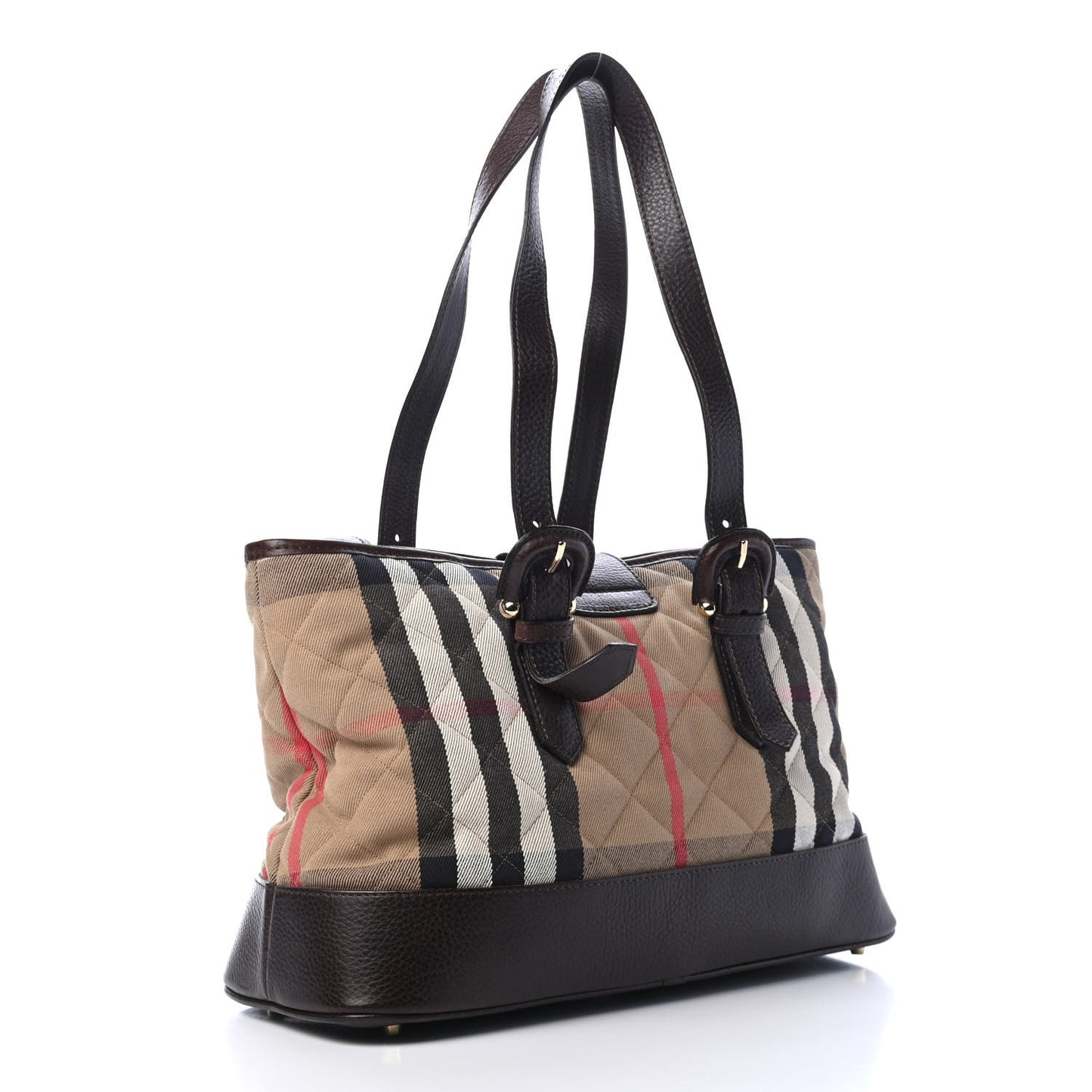 House Check Quilted Tote Brown