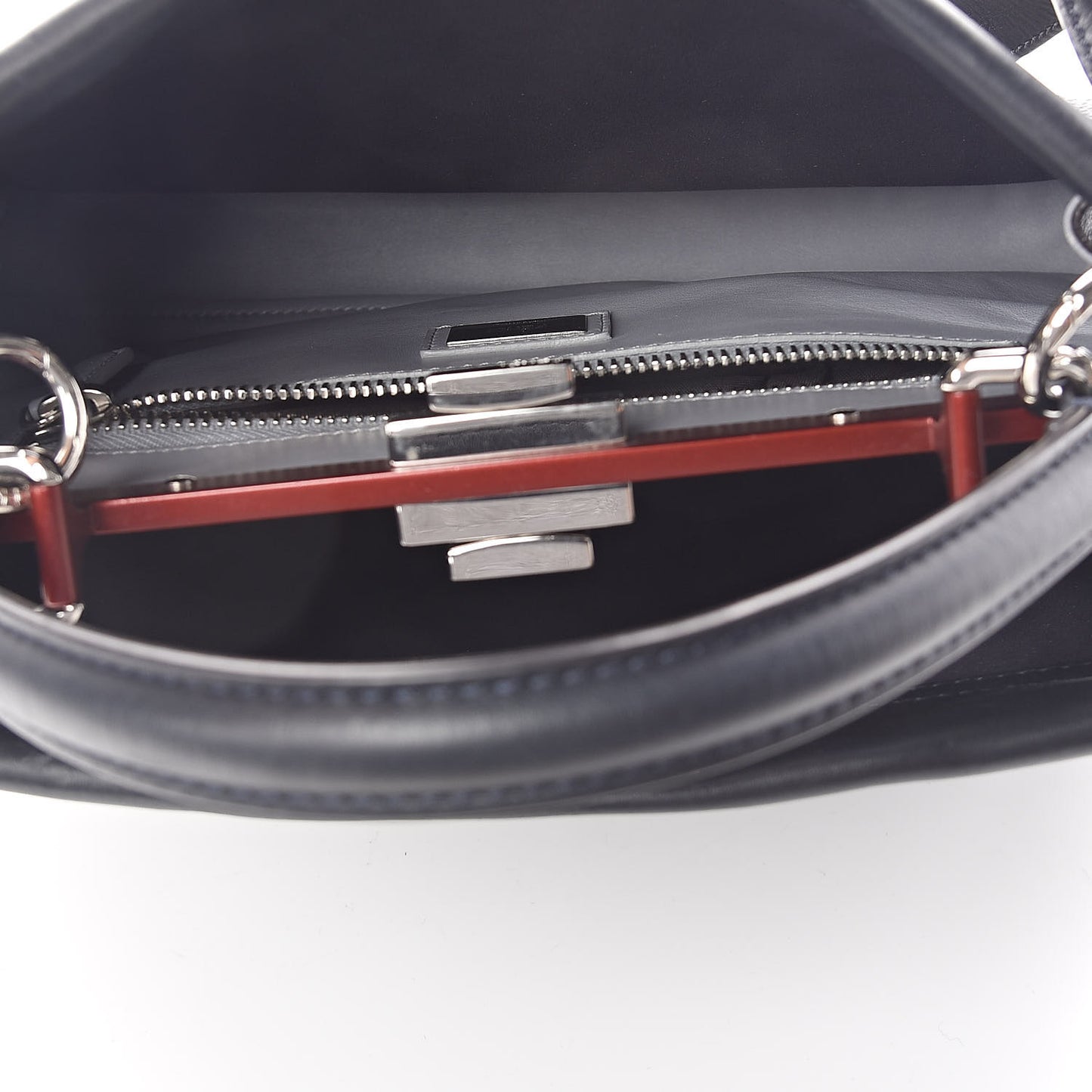Vitello Seta Shiny Nappa Medium Peekaboo Iconic Satchel Blue Notte Ardesia