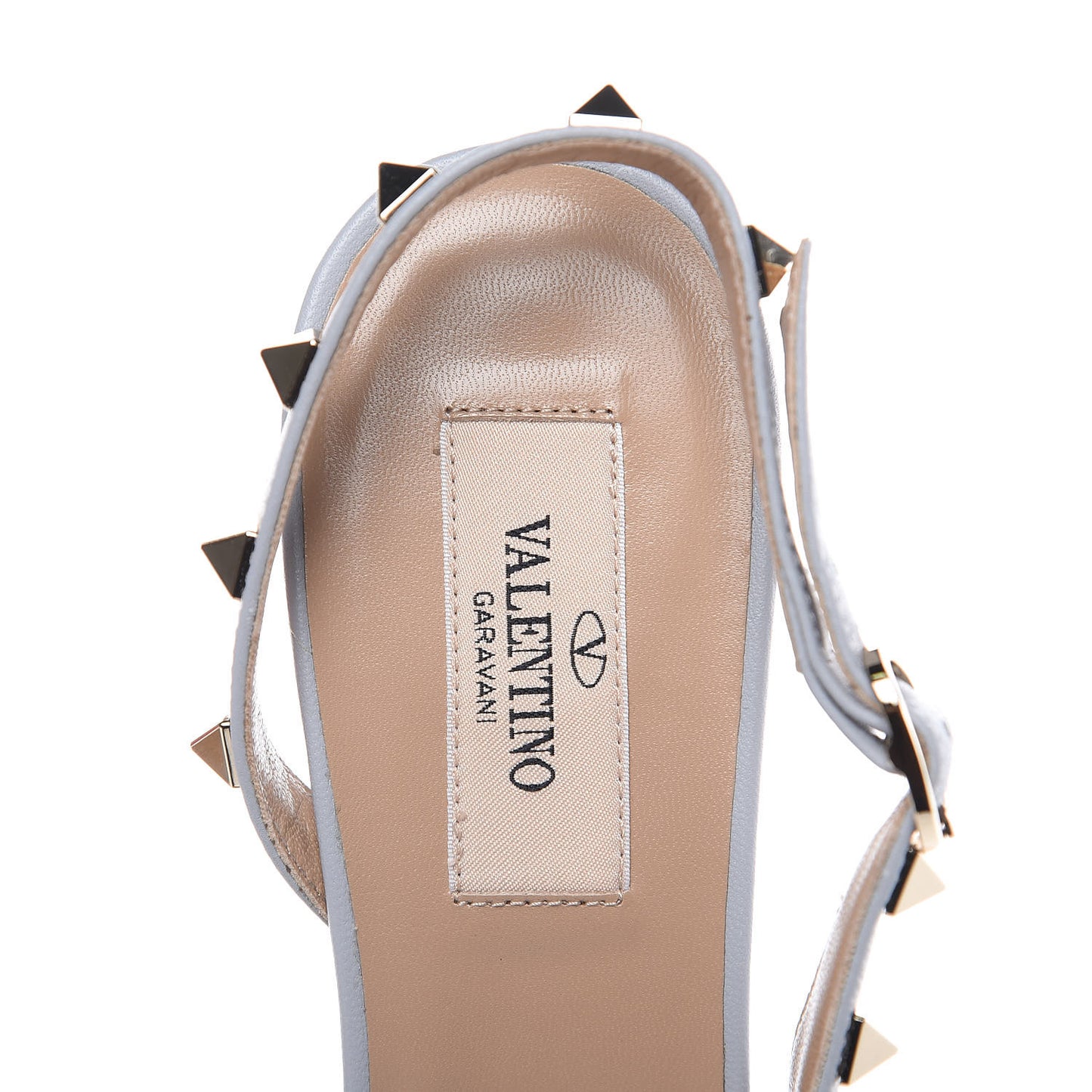 Suede Nappa Rockstud Half D'Orsay Slingback 50mm Pumps 38 Pastel Grey
