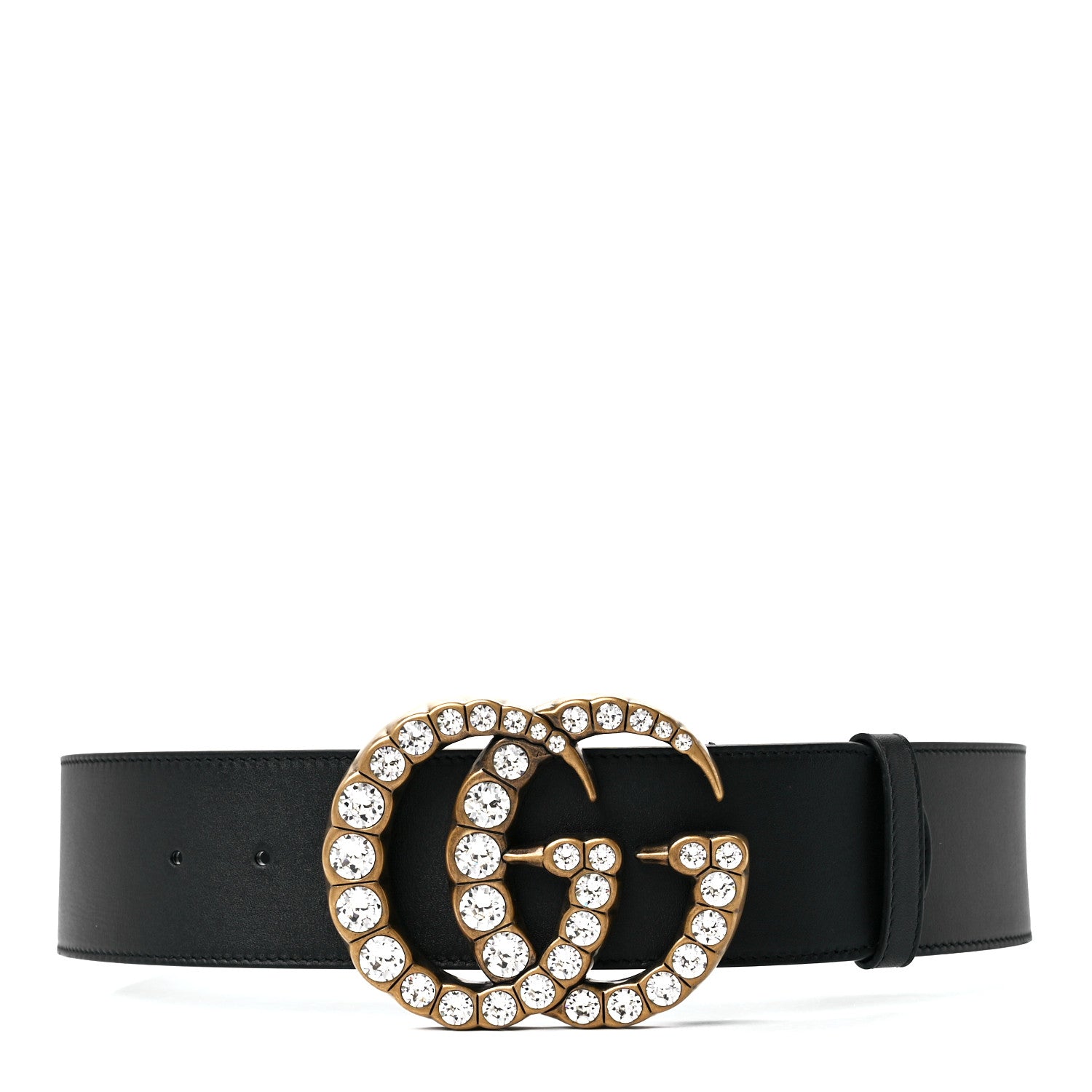Gucci Calfskin Crystal Double G 55mm Belt 75 30 Black 1 of 5