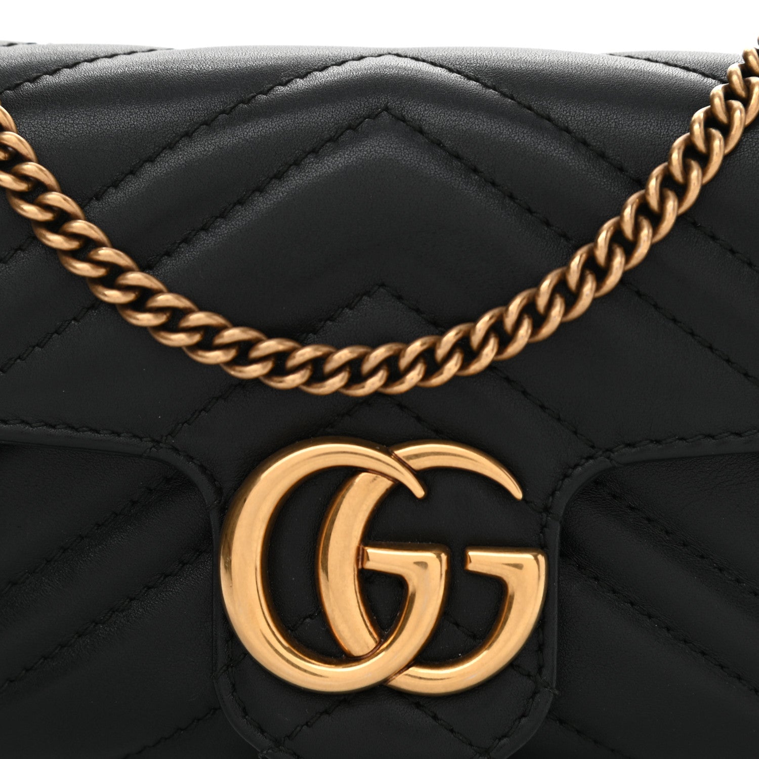 Gucci Calfskin Matelasse Super Mini GG Marmont Shoulder Bag Black 8 of 8