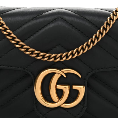 Gucci Calfskin Matelasse Super Mini GG Marmont Shoulder Bag Black 8 of 8