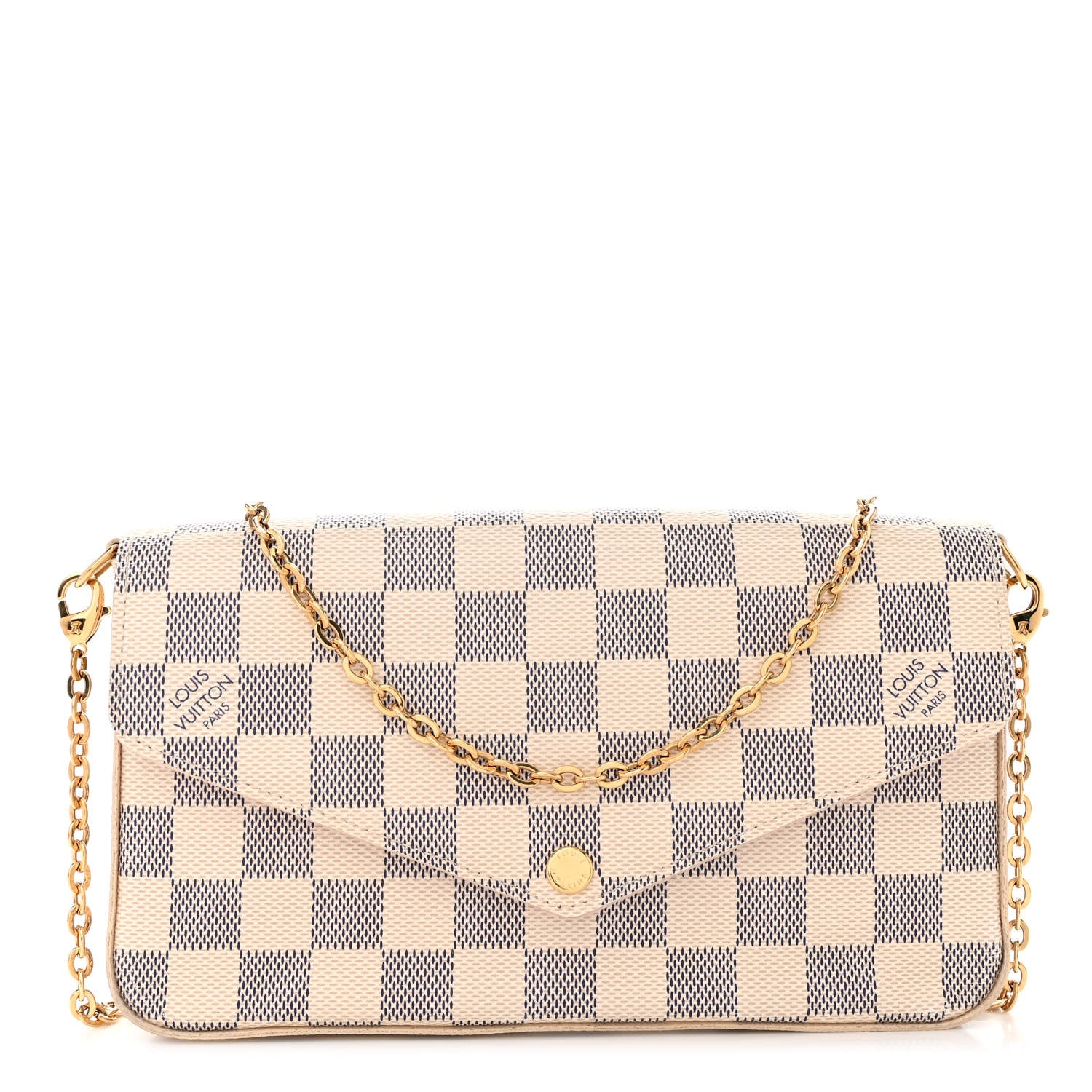 Louis Vuitton Damier Azur Pochette Felicie Chain Wallet Rose Ballerine 3 of 12