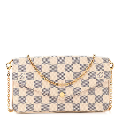 Louis Vuitton Damier Azur Pochette Felicie Chain Wallet Rose Ballerine 3 of 12