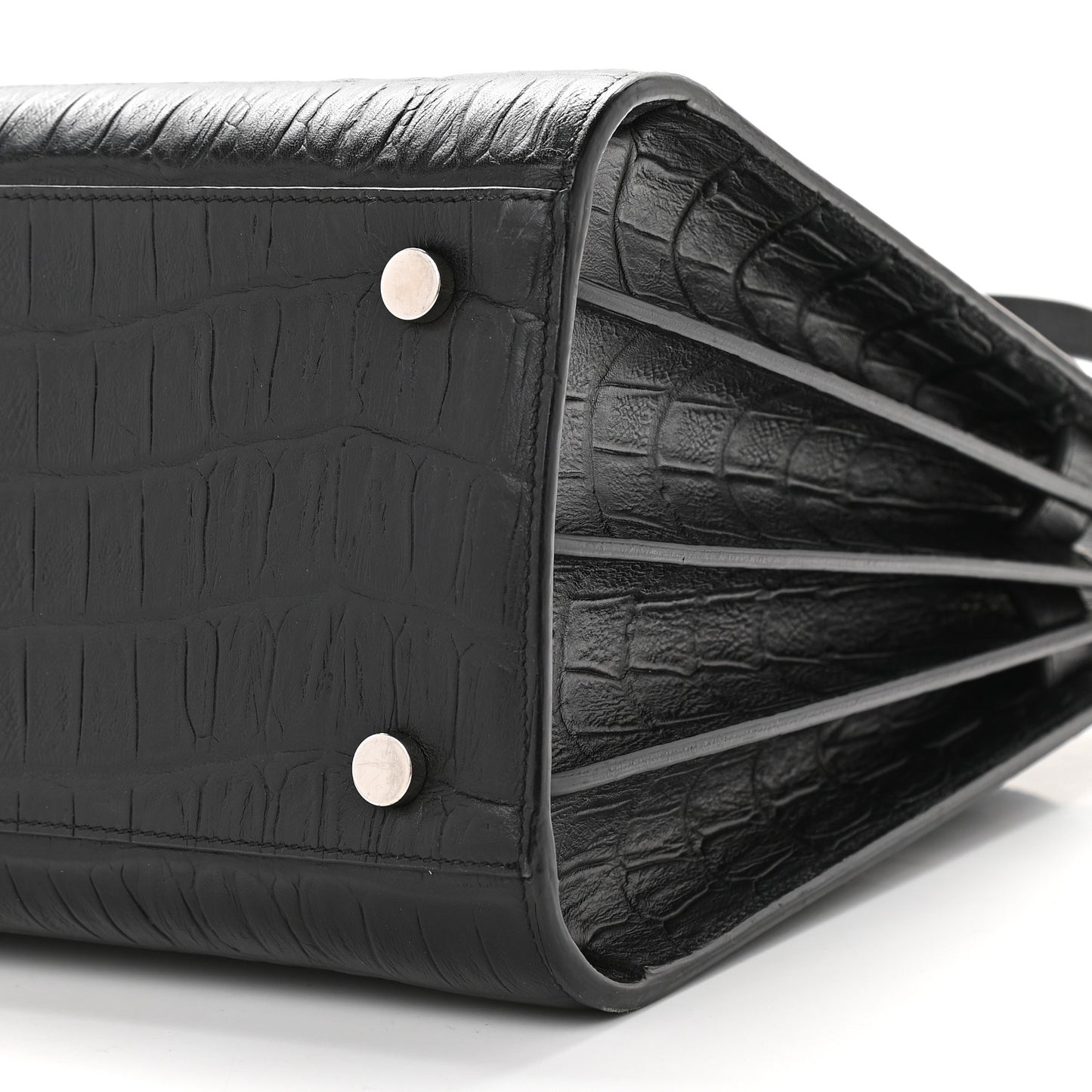 Calfskin Crocodile Embossed Small Sac de Jour Black