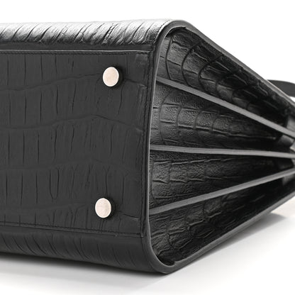 Saint Laurent Calfskin Crocodile Embossed Small Sac de Jour Black 7 of 7
