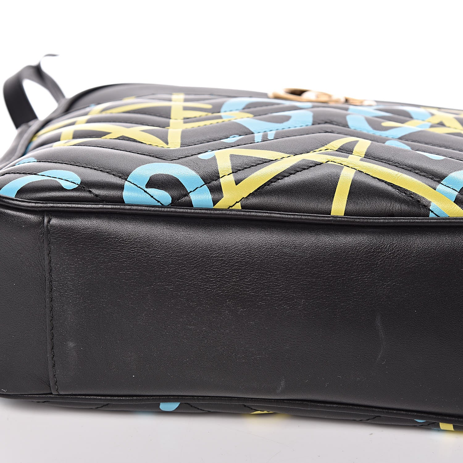 Gucci Calfskin Matelasse GucciGhost Medium GG Marmont Chain Shoulder Bag Black New Acquamarine 11 of 11