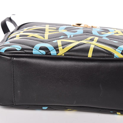 Gucci Calfskin Matelasse GucciGhost Medium GG Marmont Chain Shoulder Bag Black New Acquamarine 11 of 11